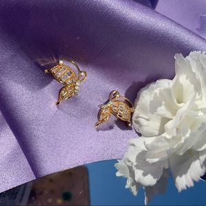 Gold and Silver Butterfly Earrings